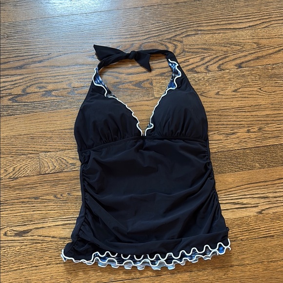 Profile by Gottex Black Halter Swimsuit top with Ruffle Trim, 12 - Picture 1 of 1